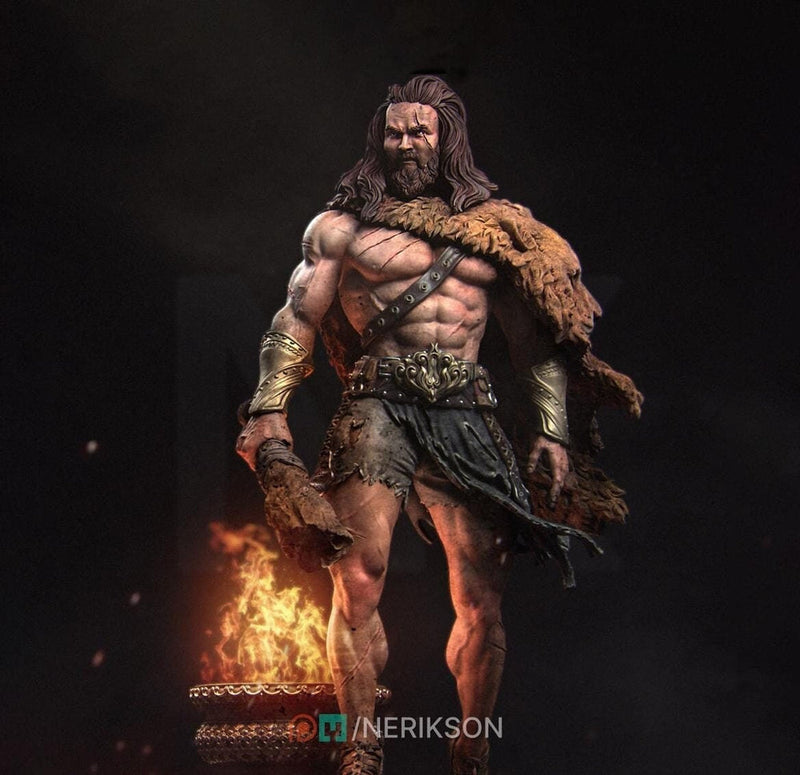 Human Barbarian, Heracles PC / NPC Unpainted Miniature | 28mm,32mm,54mm,75mm,100mm,140mm Scales | Dungeons and Dragons Pathfinder | NERIKSON - Only-Games