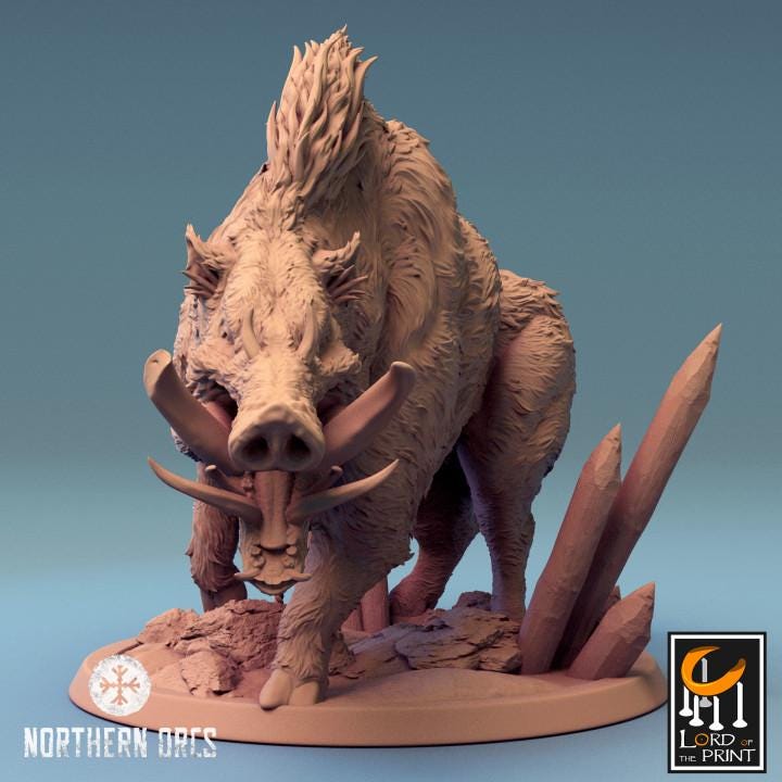 Wild Boar and Giant Boar Miniatures | Dungeons and Dragons 5e  | 28mm,32mm, 54mm, 75mm, 100mm Scale | Pathfinder | Rescale miniatures - Only-Games