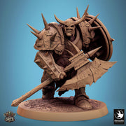 Orc Fighter Barbarian Battle Axe and Shield, Half-Orc | Scales: 28mm,32mm ,,54mm,75mm,100mm  Megaboss | Dungeons & Dragons 5e |Pathfinder - Only-Games