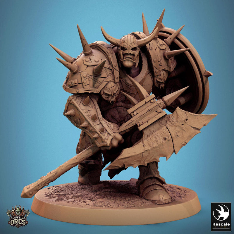 Orc Fighter Barbarian Battle Axe and Shield, Half-Orc | Scales: 28mm,32mm ,,54mm,75mm,100mm  Megaboss | Dungeons & Dragons 5e |Pathfinder - Only-Games