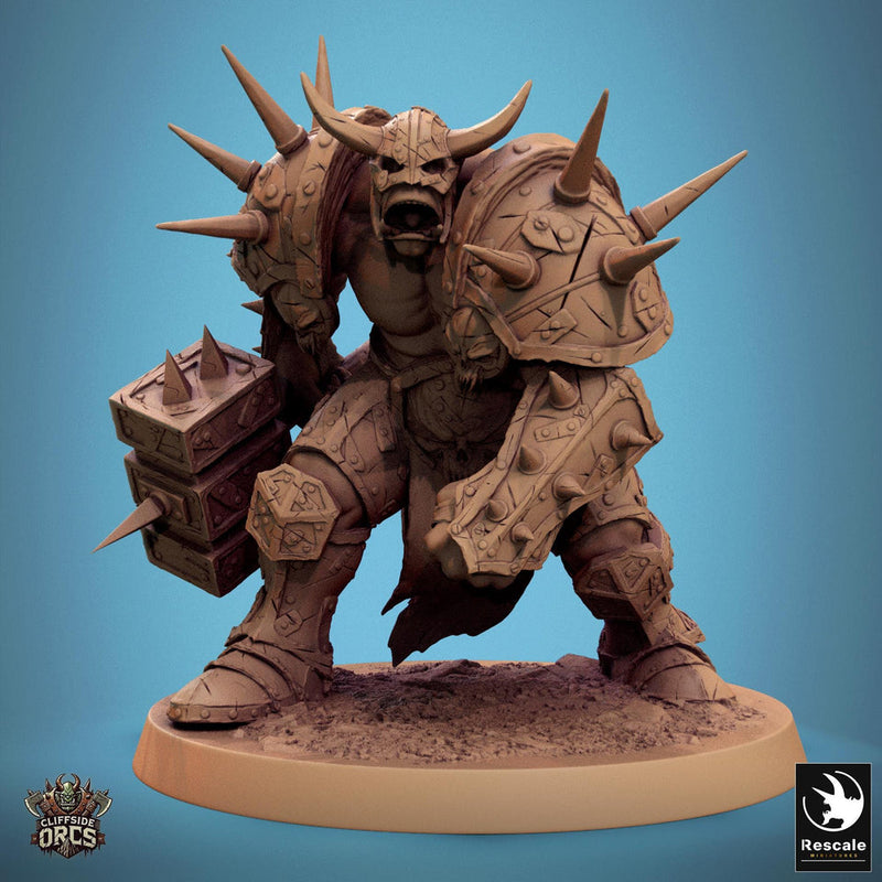 Orc Fighter Barbarian Battle Hammer, Half-Orc | Unpainted Scales: 28mm,32mm ,,54mm,75mm,100mm  Megaboss | Dungeons & Dragons 5e |Pathfinder - Only-Games