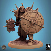 Orc Fighter Barbarian Battle Hammer Shield, Half-Orc | Scales: 28mm,32mm ,,54mm,75mm,100mm  Megaboss | Dungeons & Dragons 5e |Pathfinder - Only-Games