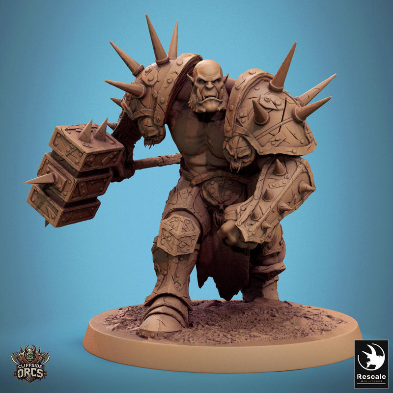 Orc Fighter Barbarian Battle Hammer, Half-Orc | Unpainted Scales: 28mm,32mm ,,54mm,75mm,100mm  Megaboss | Dungeons & Dragons 5e |Pathfinder - Only-Games