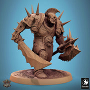 Orc Fighter Barbarian Battle Axe Sword, Half-Orc | Unpainted 28mm,32mm,54mm,75mm,100mm Scales | Megaboss | Dungeons & Dragons 5e |Pathfinder - Only-Games