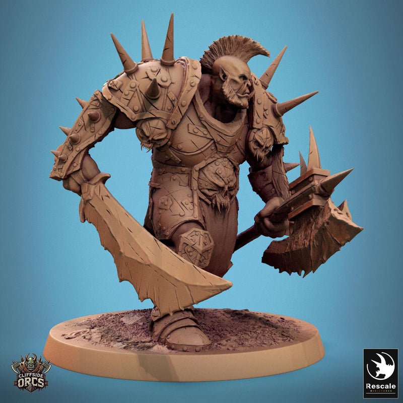 Orc Fighter Barbarian Battle Axe Sword, Half-Orc | Unpainted 28mm,32mm,54mm,75mm,100mm Scales | Megaboss | Dungeons & Dragons 5e |Pathfinder - Only-Games