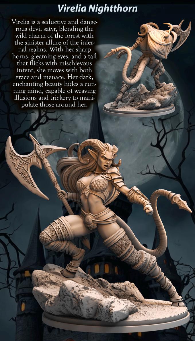 Tiefling Female Barbarian, Fighter, Ranger PC NPC Miniature NSFW Topless versions | 28mm,32mm,54mm,75mm,100mm Scales |Dungeons & Dragons 5e - Only-Games