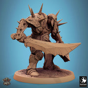 Orc Fighter Barbarian Battle Axe Sword, Half-Orc | Unpainted 28mm,32mm,54mm,75mm,100mm Scales | Megaboss | Dungeons & Dragons 5e |Pathfinder - Only-Games