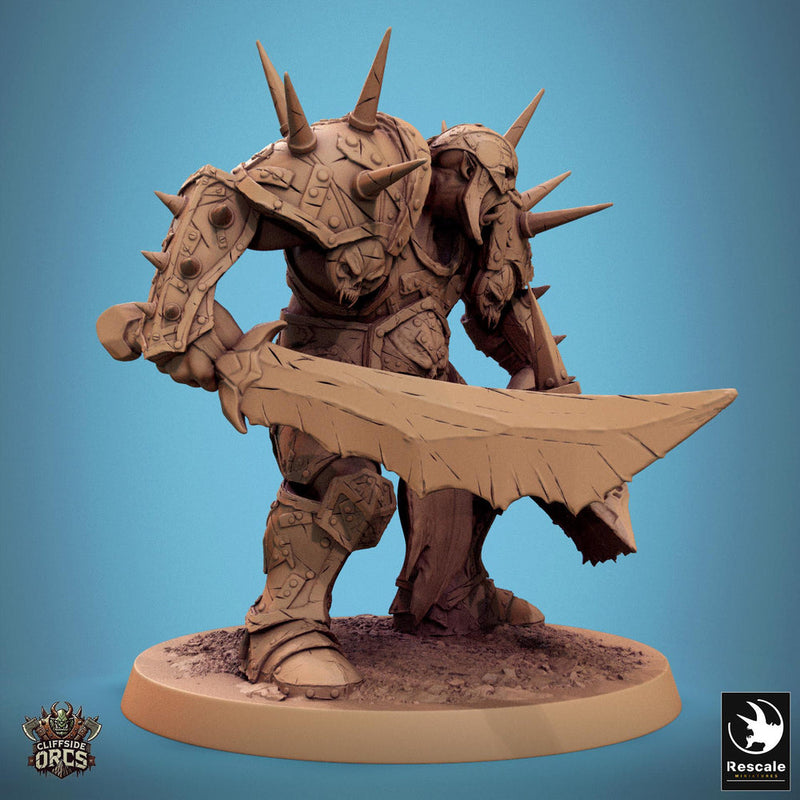 Orc Fighter Barbarian Battle Axe Sword, Half-Orc | Unpainted 28mm,32mm,54mm,75mm,100mm Scales | Megaboss | Dungeons & Dragons 5e |Pathfinder - Only-Games
