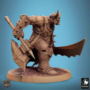 Orc Fighter Barbarian Battle Axe Sword, Half-Orc | Unpainted 28mm,32mm,54mm,75mm,100mm Scales | Megaboss | Dungeons & Dragons 5e |Pathfinder - Only-Games
