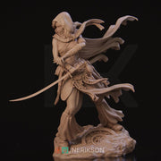 Female Human Rogue Assassin PC / NPC Unpainted Miniature | 28mm, 32mm,54mm,75mm, 100mm Scales | Dungeons and Dragons Pathfinder | NERIKSON - Only-Games