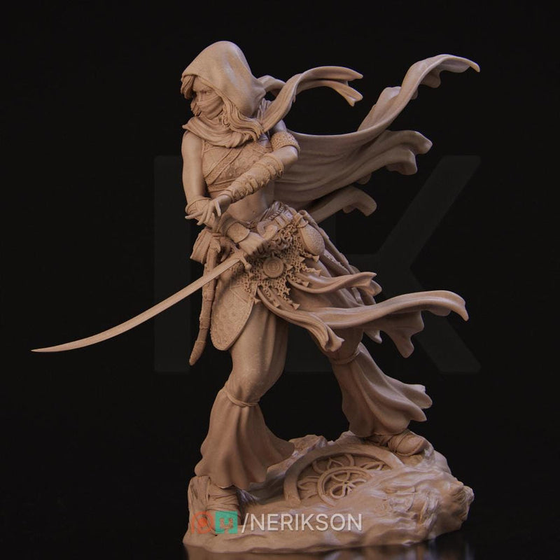 Female Human Rogue Assassin PC / NPC Unpainted Miniature | 28mm, 32mm,54mm,75mm, 100mm Scales | Dungeons and Dragons Pathfinder | NERIKSON - Only-Games