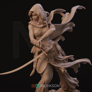 Female Human Rogue Assassin PC / NPC Unpainted Miniature | 28mm, 32mm,54mm,75mm, 100mm Scales | Dungeons and Dragons Pathfinder | NERIKSON - Only-Games