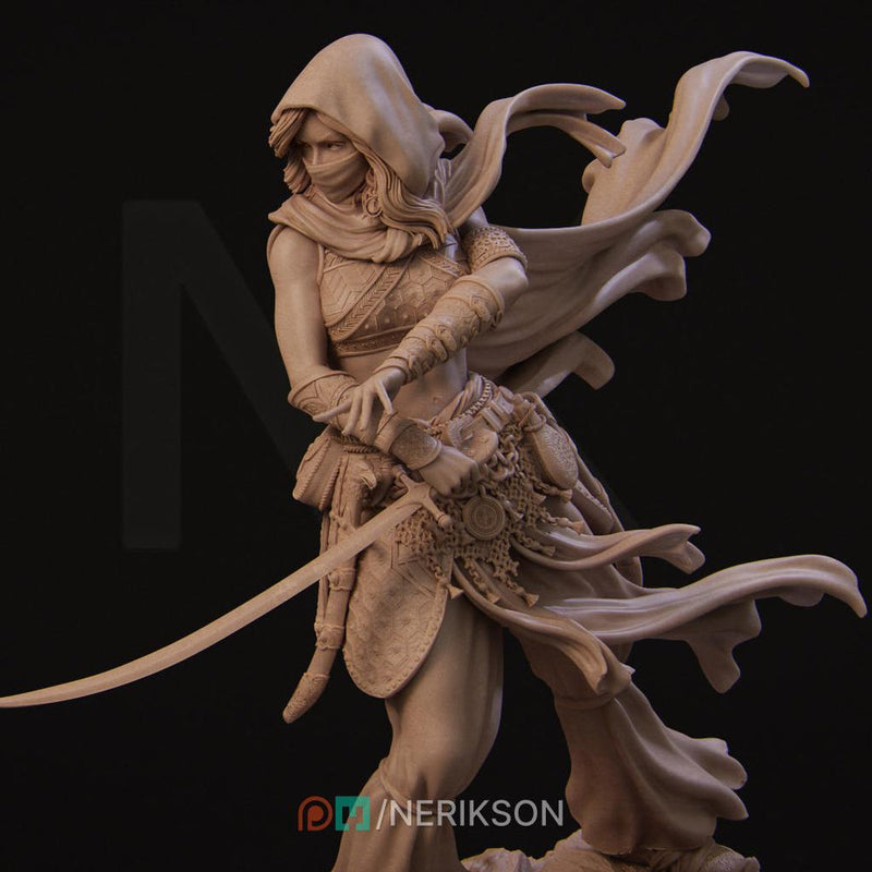 Female Human Rogue Assassin PC / NPC Unpainted Miniature | 28mm, 32mm,54mm,75mm, 100mm Scales | Dungeons and Dragons Pathfinder | NERIKSON - Only-Games