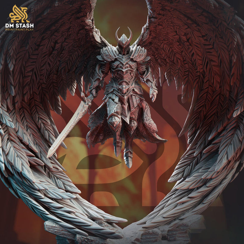 Human Winged Paladin, Angel Fighter Sword | Miniature | 5 Sizes /Scales | Pathfinder Figure | DnD | unpainted | - Only-Games