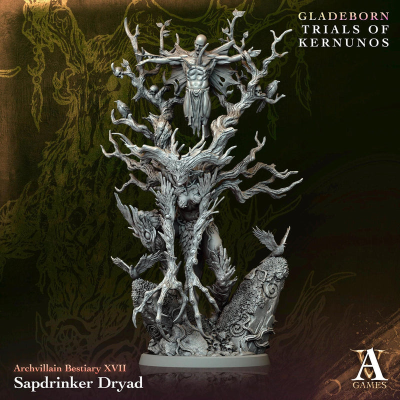 Sap Drinker Dryad, Fey Monster | Large size 50mm Base 140mm tall to top| Mini D&D 5e Pathfinder Figurine | Archvillain Games - Only-Games