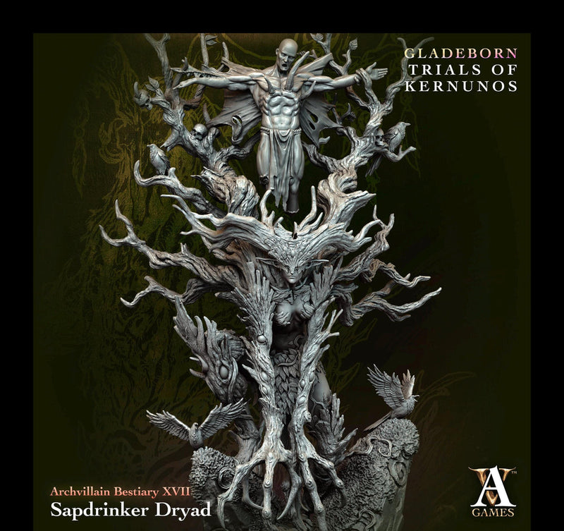 Sap Drinker Dryad, Fey Monster | Large size 50mm Base 140mm tall to top| Mini D&D 5e Pathfinder Figurine | Archvillain Games - Only-Games