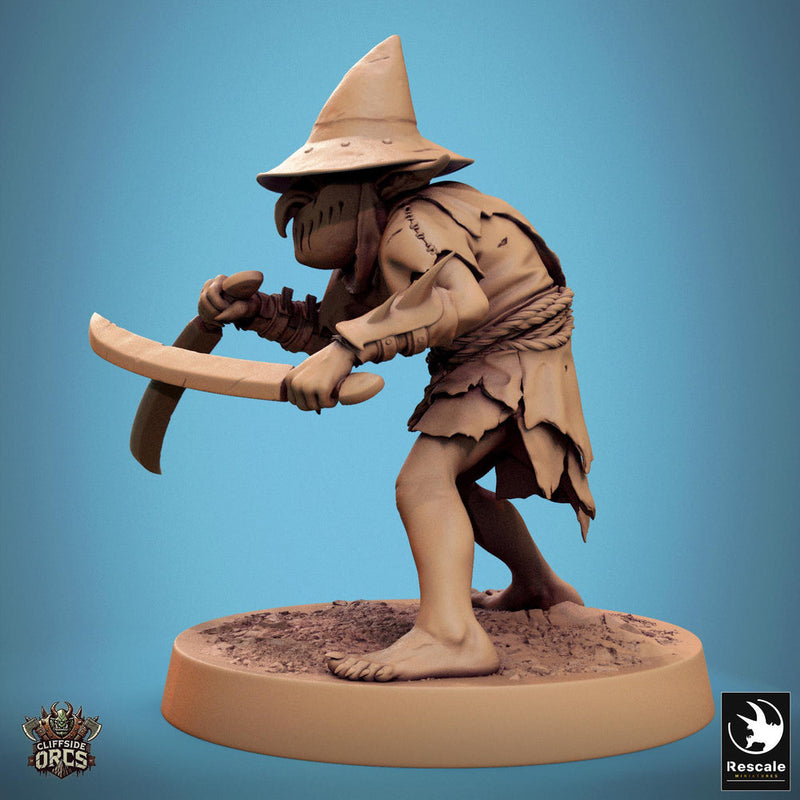 Goblin Dual Swords Fighter | D&D 5e UNPAINTED | 28mm, 32mm,54mm,75mm, 100mm scale| Pathfinder | Figure for Painting| Rescale Miniatures - Only-Games
