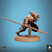 Goblin Spear and Shield Fighter | D&D 5e UNPAINTED | 28mm, 32mm,54mm,75mm, 100mm scale| Pathfinder | Figure for Painting| Rescale Miniatures - Only-Games