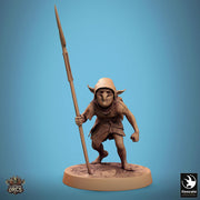 Goblin with Spear Fighter | D&D 5e UNPAINTED | 28mm, 32mm,54mm,75mm, 100mm scale| Pathfinder | Figure for Painting| Rescale Miniatures - Only-Games