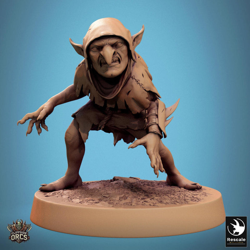Goblin Fighter | D&D 5e UNPAINTED | 28mm, 32mm,54mm,75mm, 100mm scale| Pathfinder | Figure for Painting| Rescale Miniatures - Only-Games