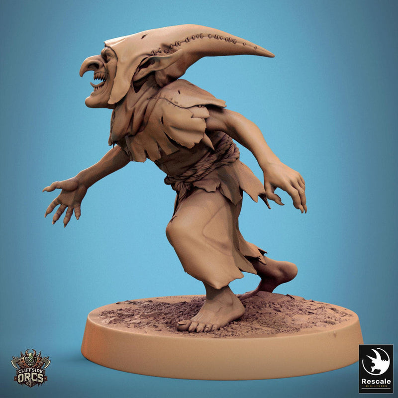 Goblin Shaman Sorcerer | D&D 5e UNPAINTED | 28mm, 32mm,54mm,75mm, 100mm scale| Pathfinder | Figure for Painting| Rescale Miniatures - Only-Games