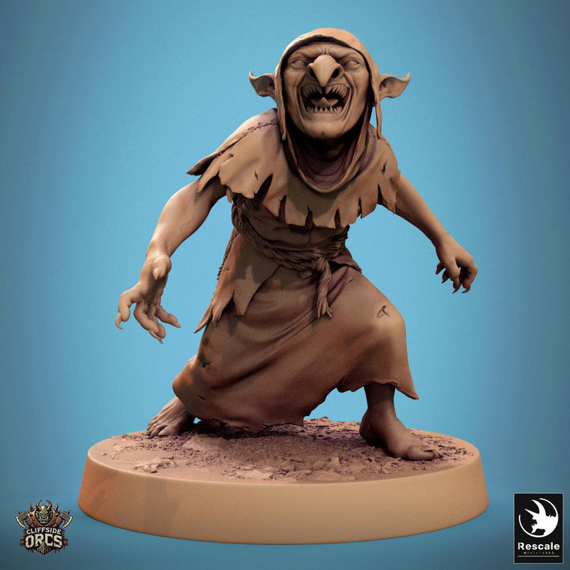 Goblin Shaman Sorcerer | D&D 5e UNPAINTED | 28mm, 32mm,54mm,75mm, 100mm scale| Pathfinder | Figure for Painting| Rescale Miniatures - Only-Games