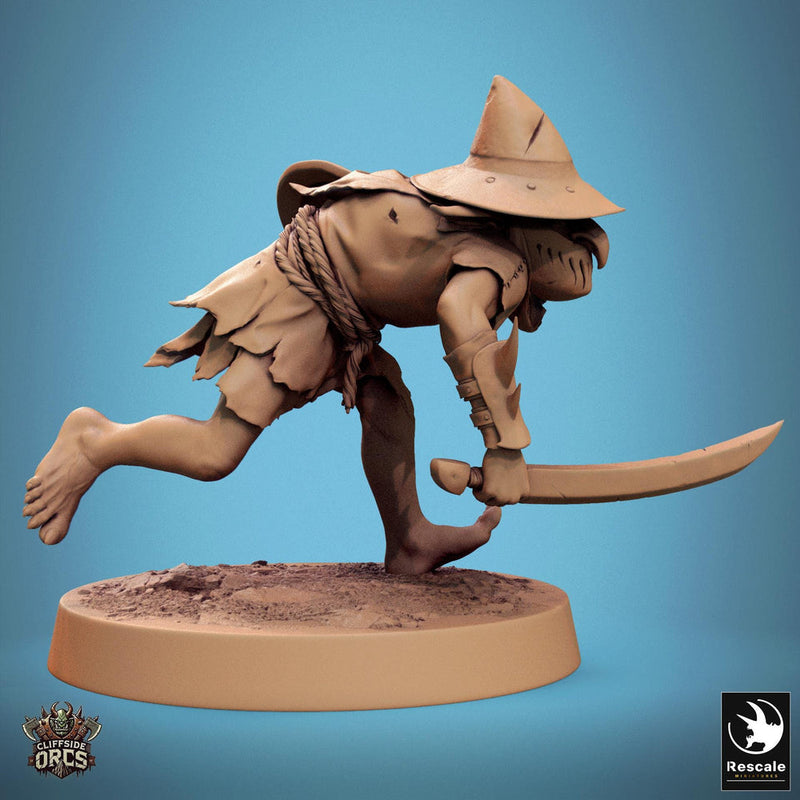 Goblin Sword and Shield Fighter | D&D 5e UNPAINTED | 28mm, 32mm,54mm,75mm, 100mm scale| Pathfinder | Figure for Painting| Rescale Miniatures - Only-Games