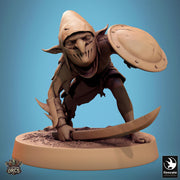 Goblin Sword and Shield Fighter | D&D 5e UNPAINTED | 28mm, 32mm,54mm,75mm, 100mm scale| Pathfinder | Figure for Painting| Rescale Miniatures - Only-Games