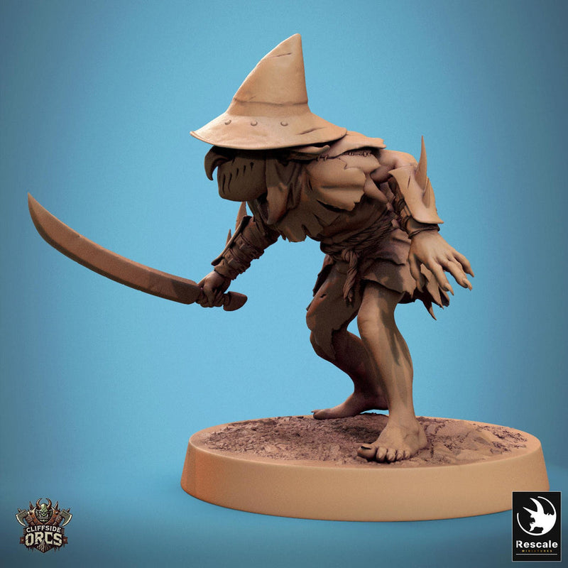 Goblin with Swords Fighter | D&D 5e UNPAINTED | 28mm, 32mm,54mm,75mm, 100mm scale| Pathfinder | Figure for Painting| Rescale Miniatures - Only-Games