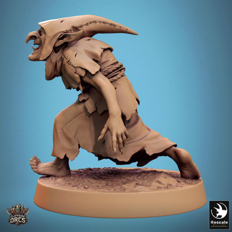 Goblin Shaman Sorcerer | D&D 5e UNPAINTED | 28mm, 32mm,54mm,75mm, 100mm scale| Pathfinder | Figure for Painting| Rescale Miniatures - Only-Games