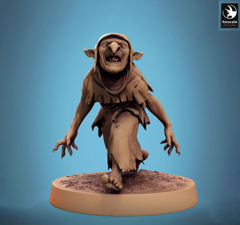 Goblin Shaman Sorcerer | D&D 5e UNPAINTED | 28mm, 32mm,54mm,75mm, 100mm scale| Pathfinder | Figure for Painting| Rescale Miniatures - Only-Games
