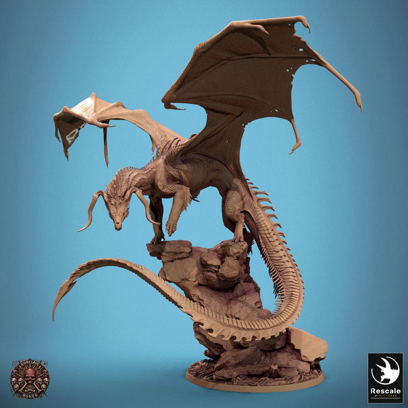 Black Dragon (4 sizes) D&D Unpainted Resin Miniature | 282mm Wing Span, 286mm Height | Great gift Dungeons and Dragons 5e Pathfinder | - Only-Games