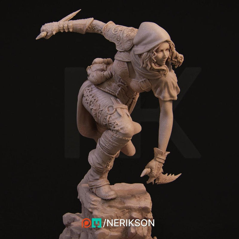 Female Human Rogue Assassin PC / NPC Unpainted Miniature | 28mm, 32mm,54mm,75mm, 100mm Scales | Dungeons and Dragons Pathfinder | NERIKSON - Only-Games