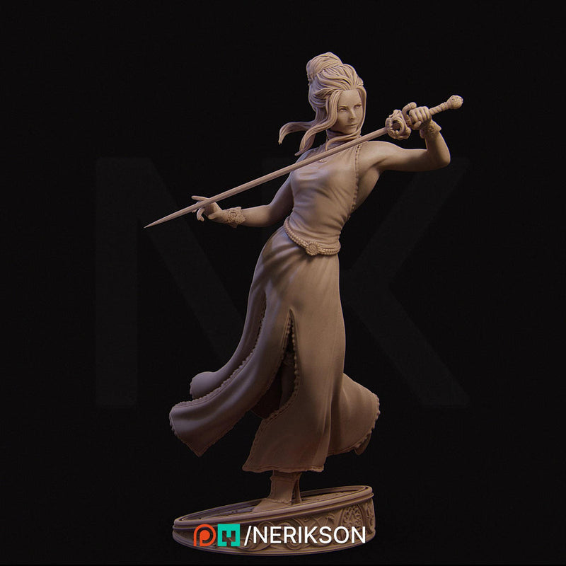 Female Fighter Swashbuckler Duelist PC / NPC Unpainted Mini | 28mm,32mm,54mm,75mm,100mm,140mm Scales | D&D 5s Pathfinder | NERIKSON - Only-Games