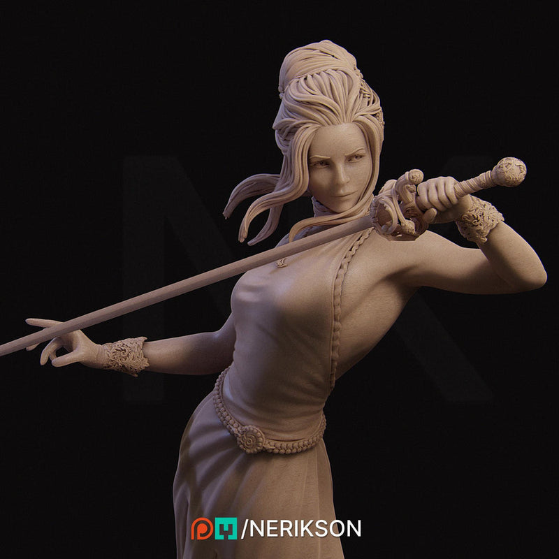 Female Fighter Swashbuckler Duelist PC / NPC Unpainted Mini | 28mm,32mm,54mm,75mm,100mm,140mm Scales | D&D 5s Pathfinder | NERIKSON - Only-Games