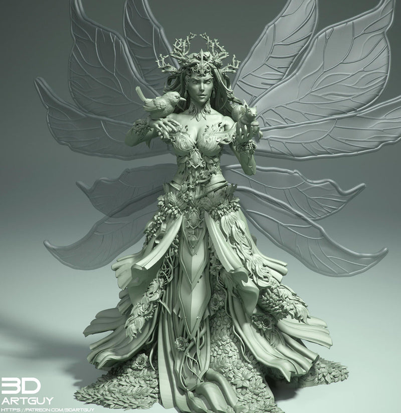 Fairy Queen, Fey Fairy Winged Female Druid PC or NPC D&D 5e | 28mm, 32mm,54mm,75mm, 100mm Scales | Dungeons and Dragons | Pathfinder | - Only-Games