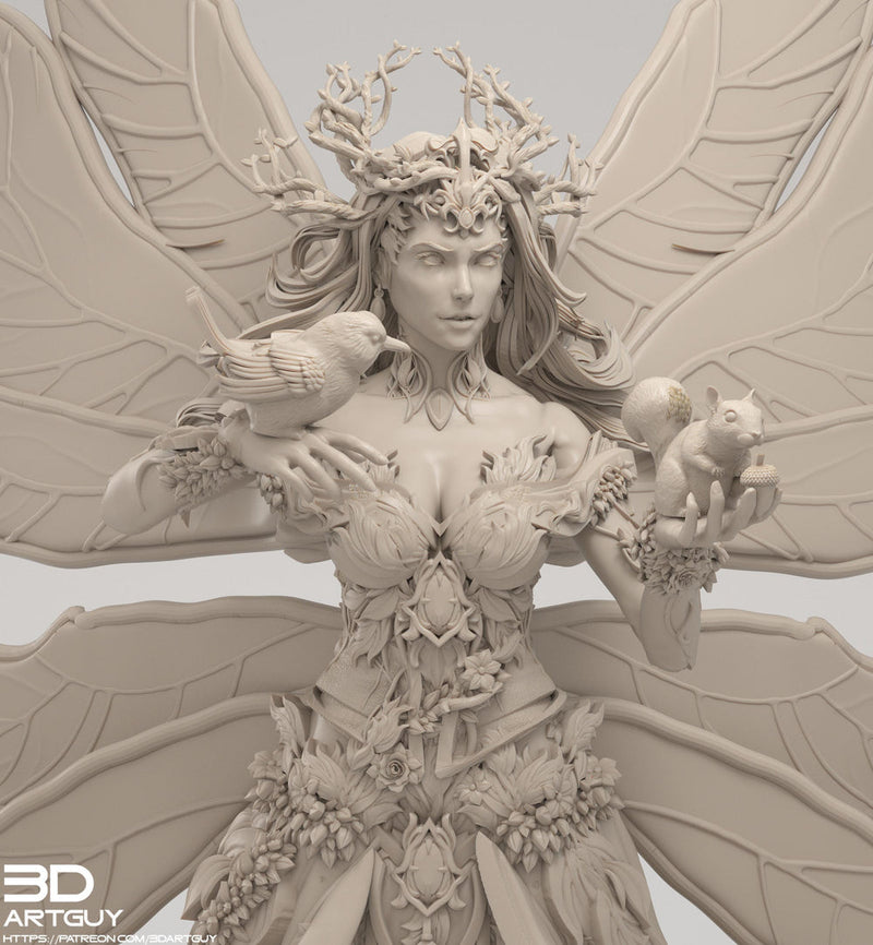 Fairy Queen, Fey Fairy Winged Female Druid PC or NPC D&D 5e | 28mm, 32mm,54mm,75mm, 100mm Scales | Dungeons and Dragons | Pathfinder | - Only-Games