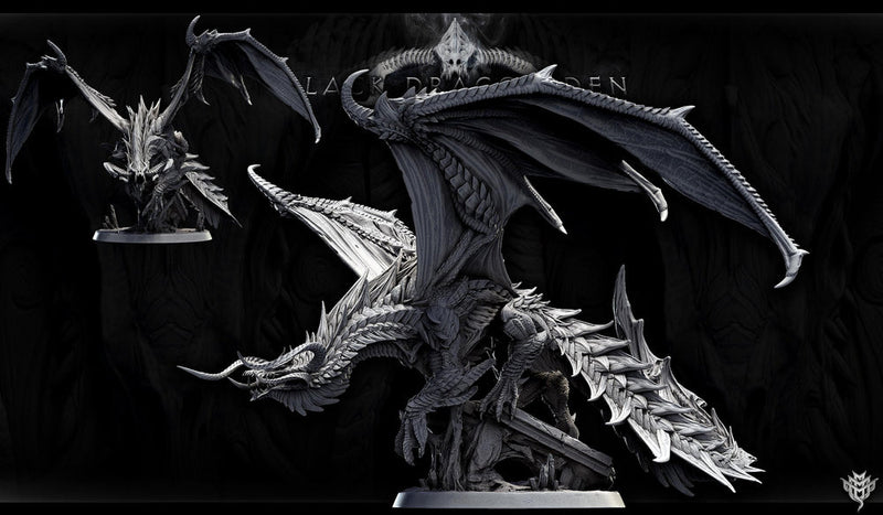 Legendary Chromatic Black Dragon (4 sizes) D&D Miniature | 310mm Wing Span,170mm Height | Resin Figurine |Dungeons and Dragons 5e Pathfinder - Only-Games