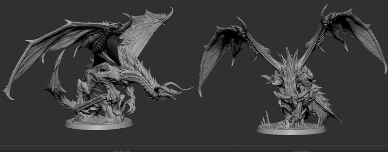 Legendary Chromatic Black Dragon (4 sizes) D&D Miniature | 310mm Wing Span,170mm Height | Resin Figurine |Dungeons and Dragons 5e Pathfinder - Only-Games