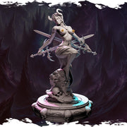 Female Tiefling Monk, Wizard Bladesinger PC NPC Unpainted Resin Miniature D&D 5e | NSFW Topless version | 28mm, 32mm,54mm,75mm,100mm Scales - Only-Games