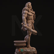 Human Barbarian, Heracles PC / NPC Unpainted Miniature | 28mm,32mm,54mm,75mm,100mm,140mm Scales | Dungeons and Dragons Pathfinder | NERIKSON - Only-Games
