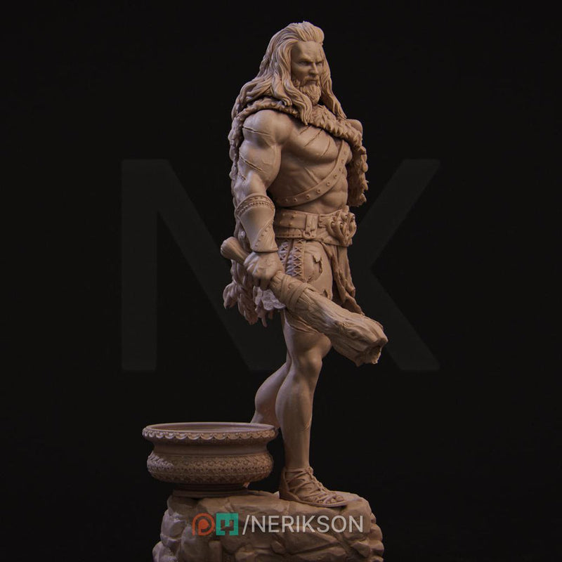 Human Barbarian, Heracles PC / NPC Unpainted Miniature | 28mm,32mm,54mm,75mm,100mm,140mm Scales | Dungeons and Dragons Pathfinder | NERIKSON - Only-Games