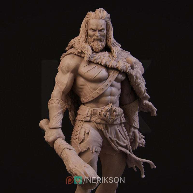 Human Barbarian, Heracles PC / NPC Unpainted Miniature | 28mm,32mm,54mm,75mm,100mm,140mm Scales | Dungeons and Dragons Pathfinder | NERIKSON - Only-Games