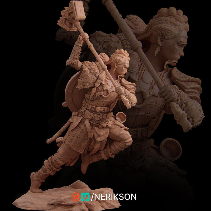 Female Fighter, Ranger, Cleric also w/ Helm PC/ NPC DnD, Unpainted | 28mm,32mm,54mm,75mm,100mm,140mm |Dungeons & Dragons Pathfinder|NERIKSON - Only-Games