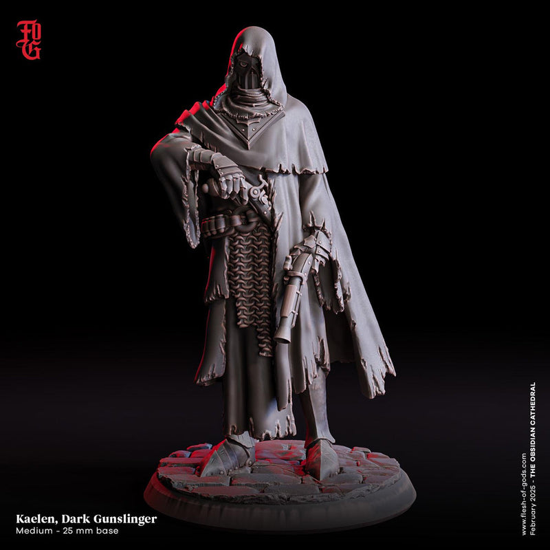 Human Dark Gunslinger Fighter PC NPC | 28mm, 32mm,54mm,75mm,100mm Scales | Player Character D&D 5e Pathfinder Figurine | Flesh of Gods - Only-Games