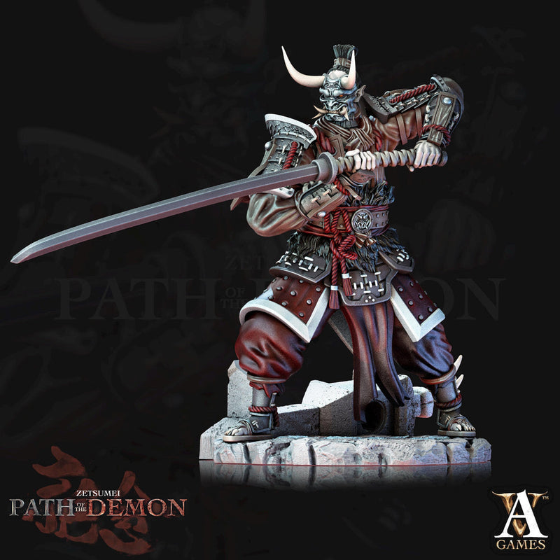 Samurai Demon, Undead Fighter, Senshi Unpainted Miniature D&D 5e  | 28mm,32mm,54mm,75mm,100mm Scales | Dungeons and Dragons | Pathfinder | - Only-Games