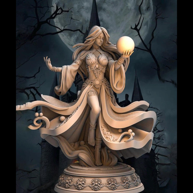 Female Sorcerer, Wizard, Druid PC NPC Unpainted Miniature figure | 28mm,32mm,54mm,75mm,100mm Scales |  Dungeons & Dragons DnD 5e Pathfinder - Only-Games