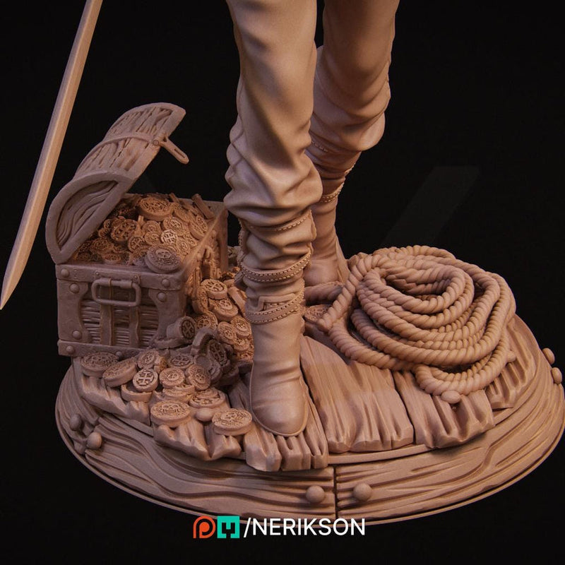 Female Rogue Swashbuckler Pirate PC / NPC Unpainted Miniature | 28mm,32mm,54mm,75mm, 100mm Scales | Dungeons & Dragons Pathfinder | NERIKSON - Only-Games