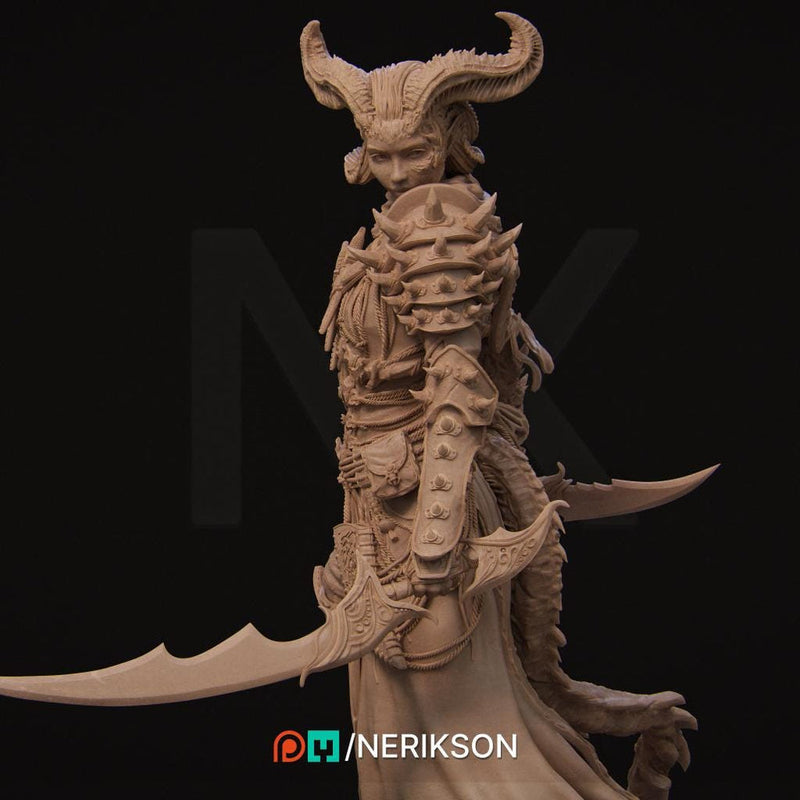 Female Tiefling Rogue Assassin Fighter PC/ NPC Unpainted Figure | 28mm,32mm,54mm,75mm,100mm Scales | Dungeons & Dragons Pathfinder |NERIKSON - Only-Games