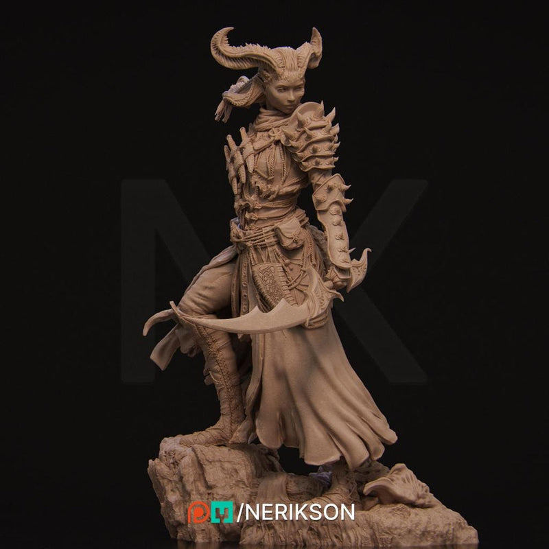 Female Tiefling Rogue Assassin Fighter PC/ NPC Unpainted Figure | 28mm,32mm,54mm,75mm,100mm Scales | Dungeons & Dragons Pathfinder |NERIKSON - Only-Games